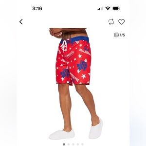 Pabst Blue Ribbon board shorts on red white and blue size XXl